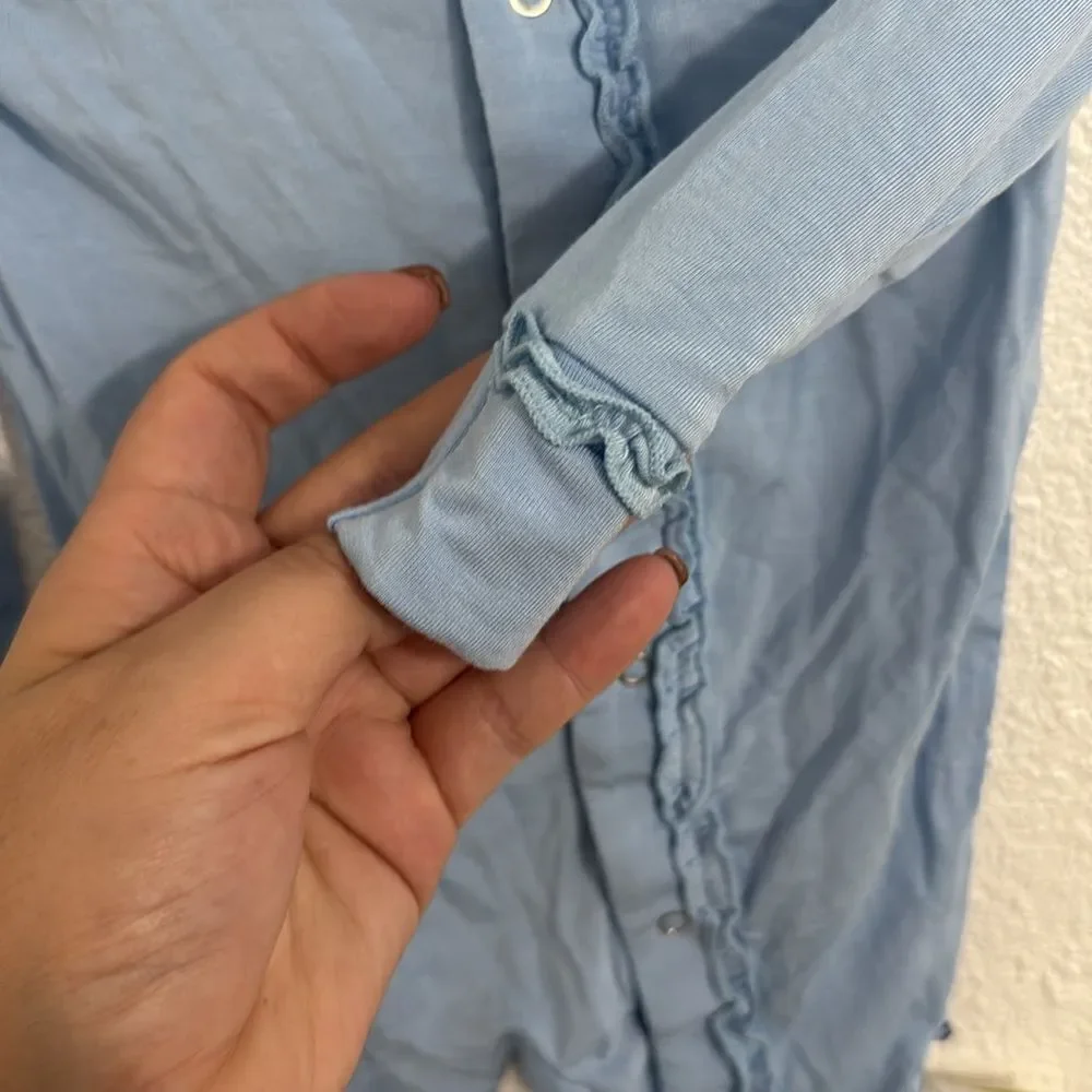 NWT-Kickee Pants-light blue snap footie overall-muffin ruffle -Size 12-18 months